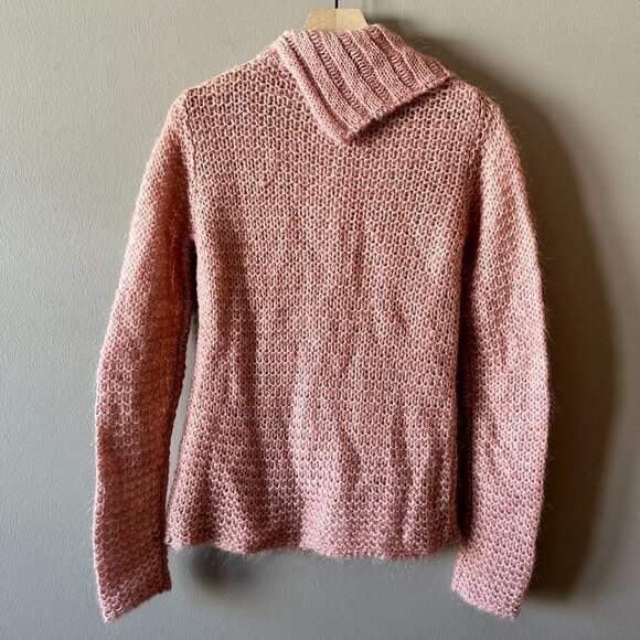 Women's M Free People Cowl Neck Sweater Rose Quartz Chunky Knit Lightweight - Picture 3 of 5